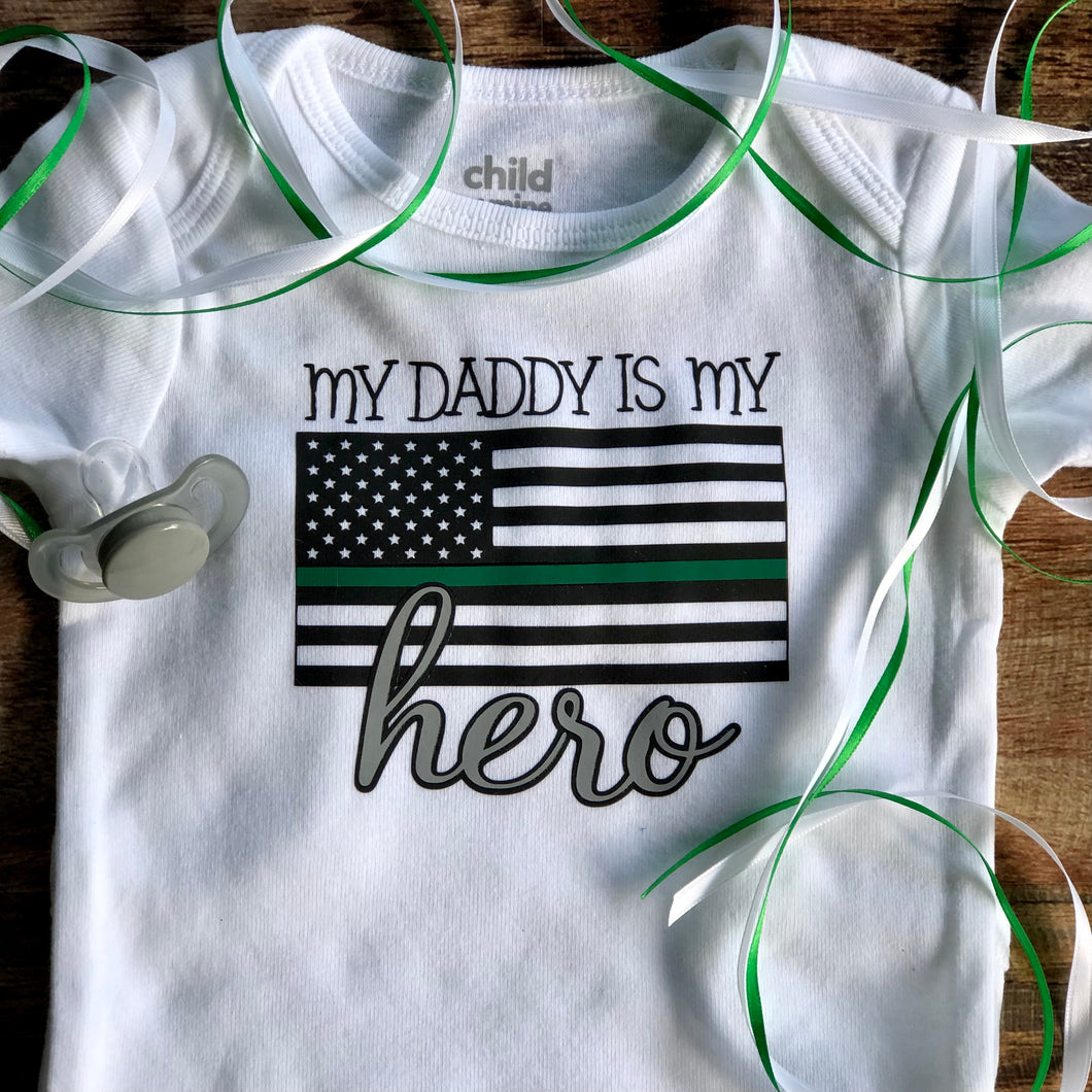 My Hero - Green Line Flag shirt sleeve toddler shirt