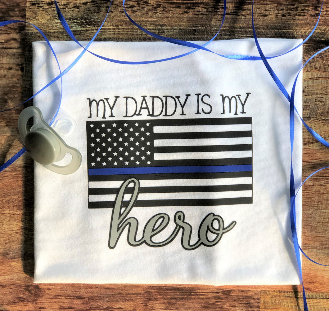 My Hero - Blue Line Flag shirt sleeve toddler shirt